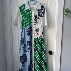 Anthropologie Maeve Mixed-Print Buttondown Dress Size M NWT